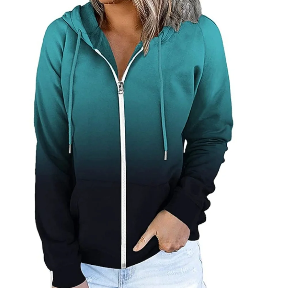 Etcyy Sweatshirt Active Streetwear Zipper Ombre Jacket. M - Picture 1 of 13